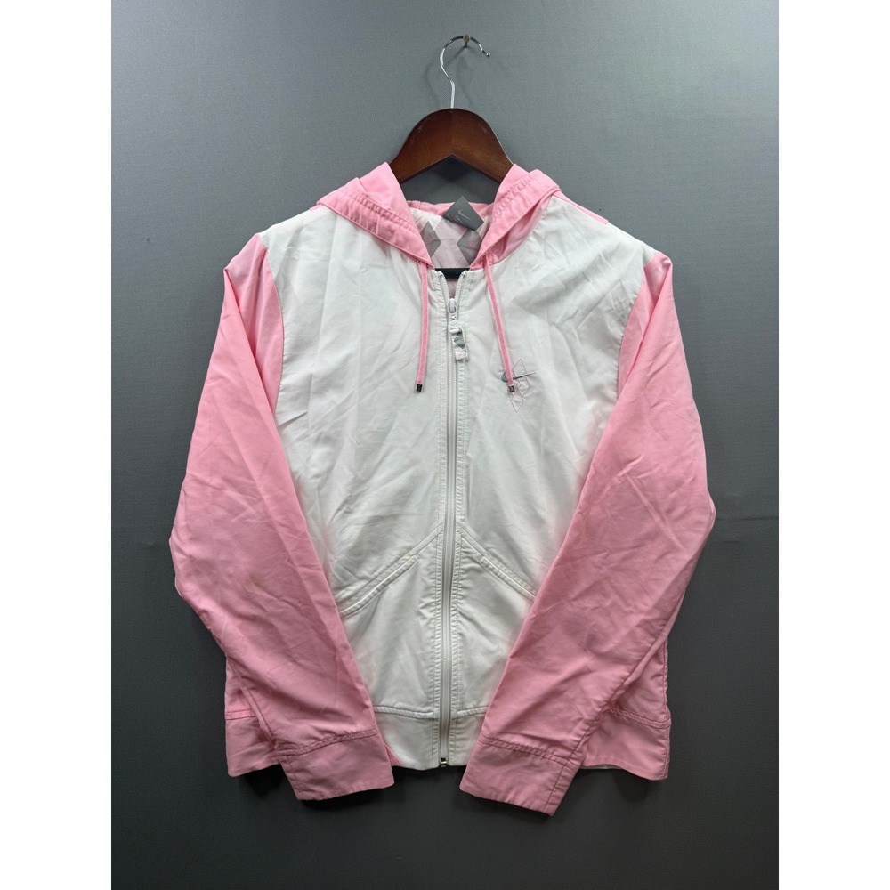 Nike Windbreaker Jacket Womens Pink White Colorblock Full Zip Medium